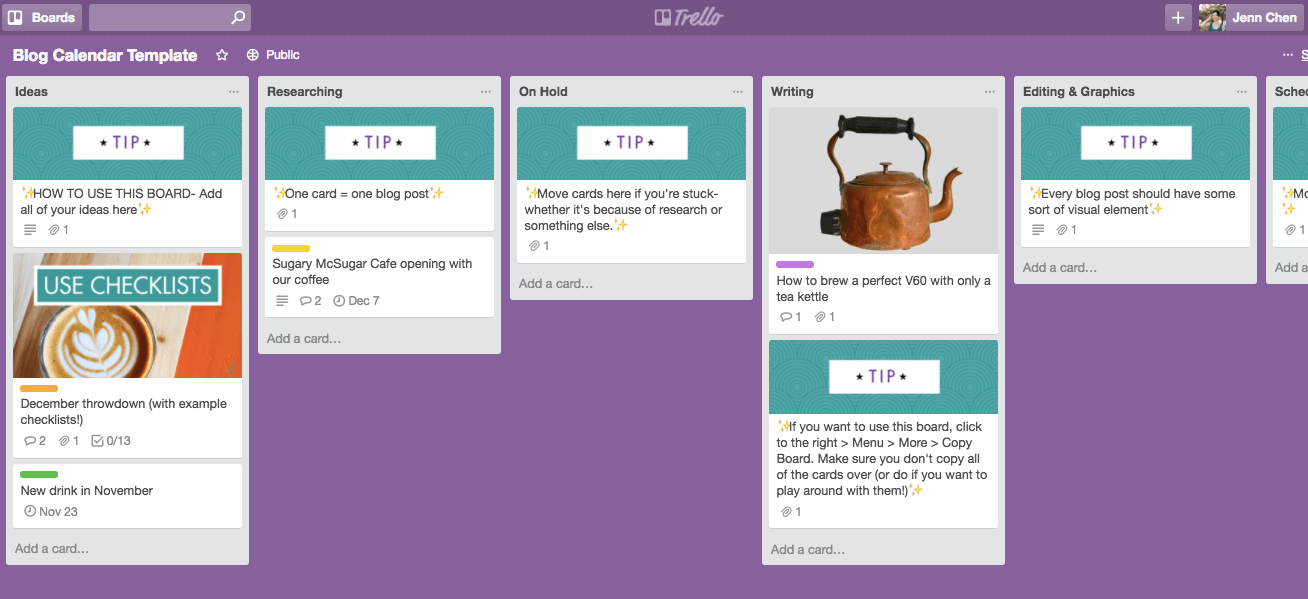 [Free Template] How to Set Up Your Own Trello Editorial Calendar Jenn